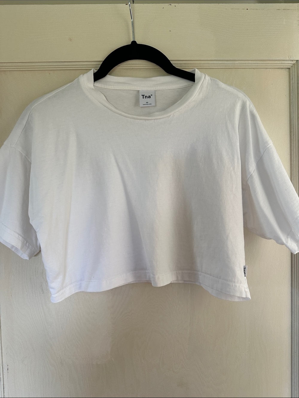 TNA Aritzia White Cropped Boxy Tee